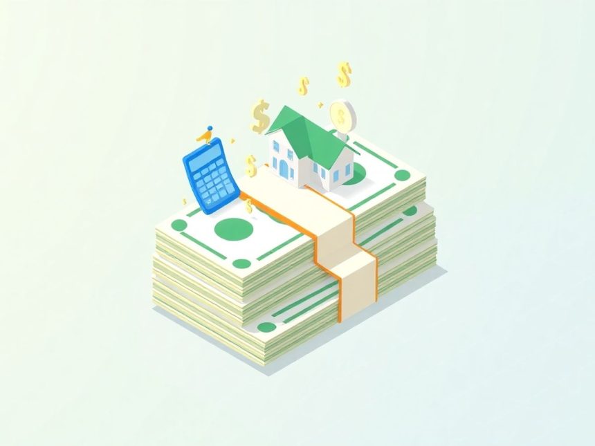 Isometric blog header with cash and floating elements.