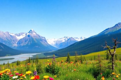 Scenic view of Alaska's mountains and greenery.