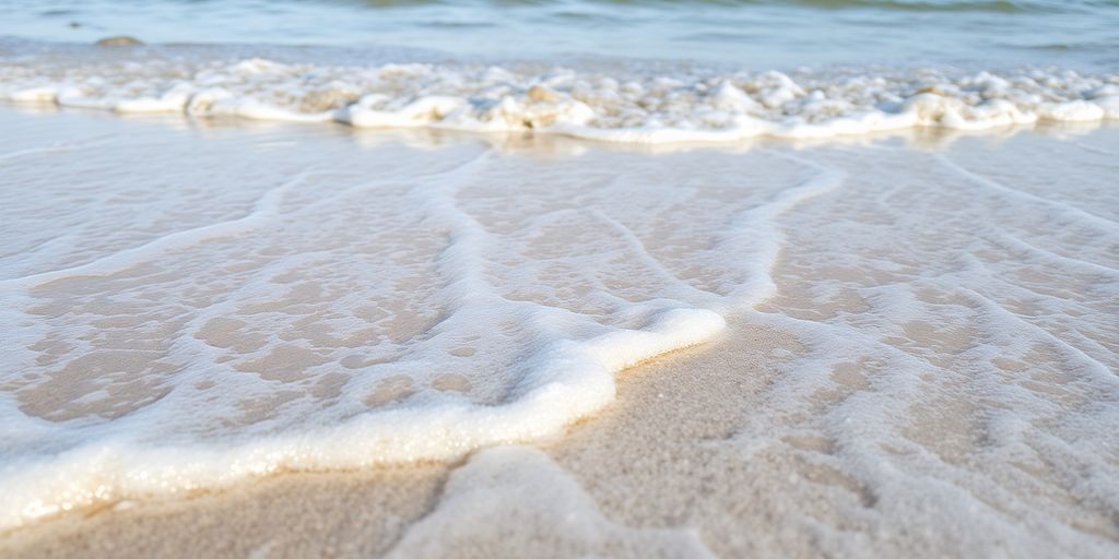 Delaware coastline with gentle waves and sandy shores.