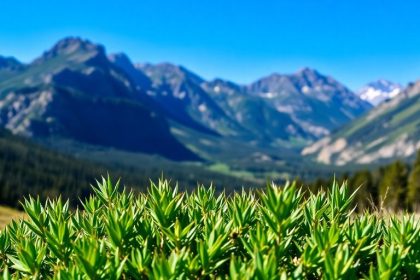 Scenic view of Colorado mountains with greenery.