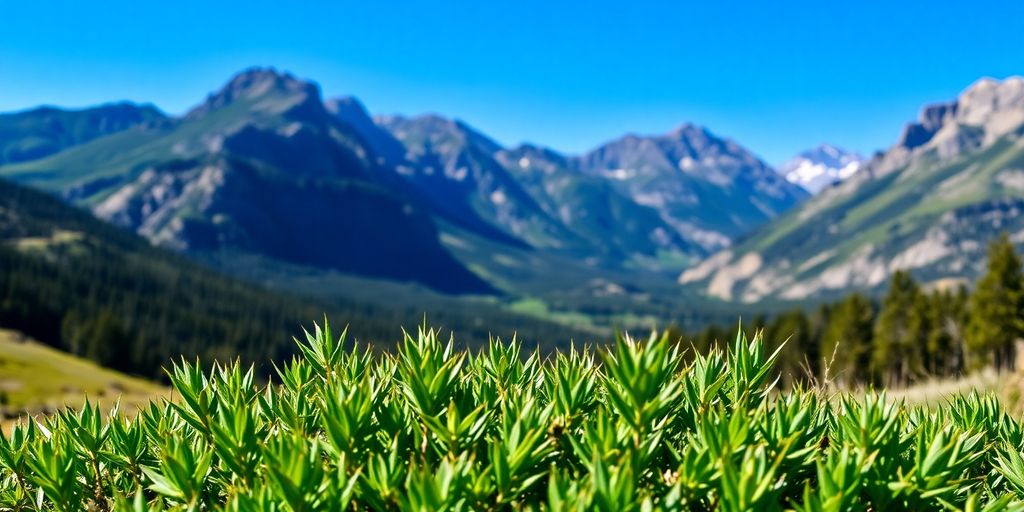 Scenic view of Colorado mountains with greenery.