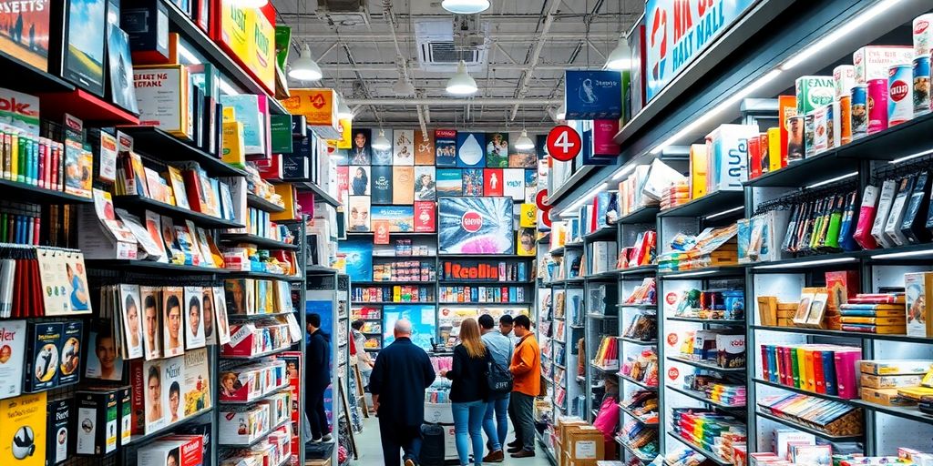 Photographic image of a bustling retail environment.