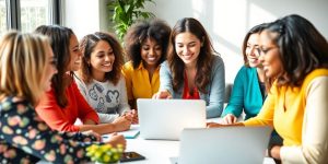 Group of women entrepreneurs collaborating and sharing ideas.