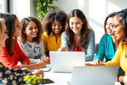 Group of women entrepreneurs collaborating and sharing ideas.