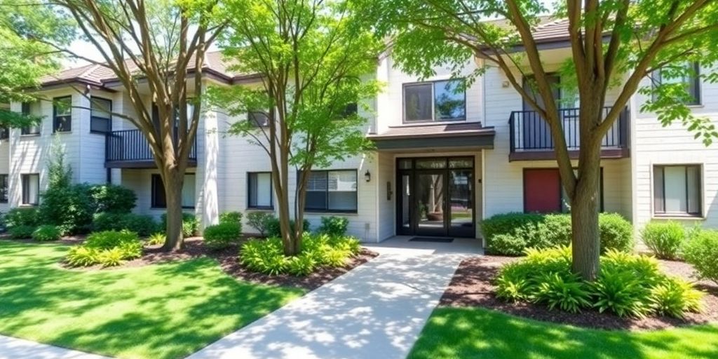 A modern rental property with outdoor space and landscaping.