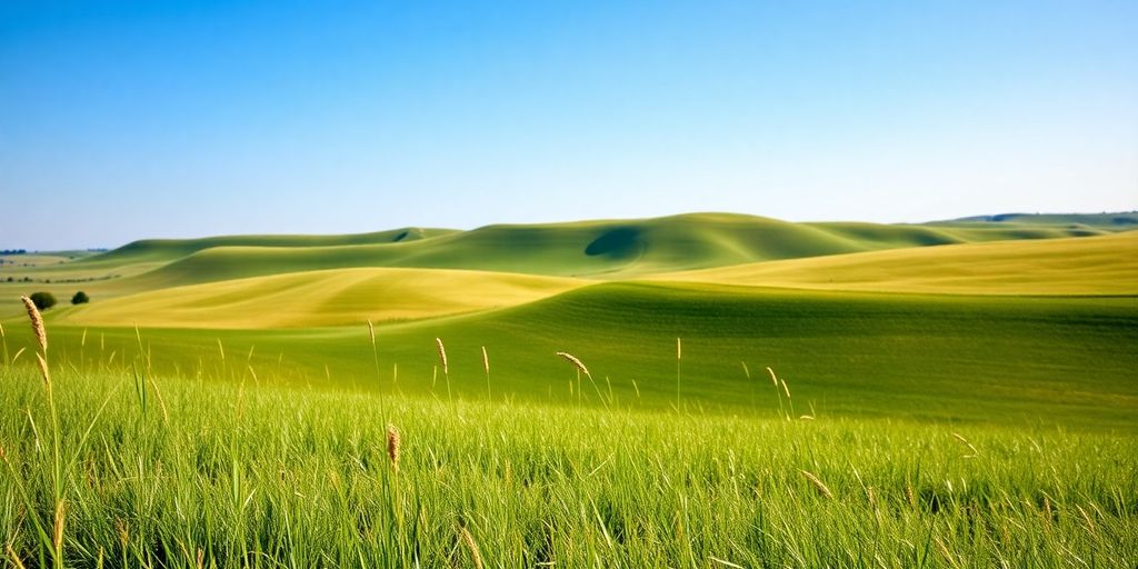 Scenic Kansas landscape with hills and clear sky.